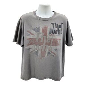 Anvil The Who Mens XL Shirt Flag Logo Spell Out Distressed Gray